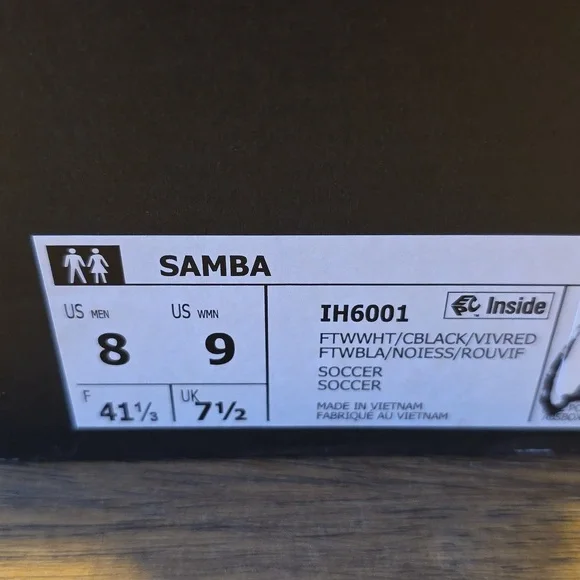 Adidas Samba White and Black Leather Classic Sneakers 8M 9W NWT (IH6001) - Picture 11 of 11